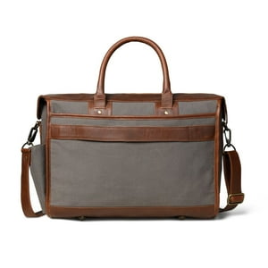 Cartera Sharo Classic Leather Para Laptop Y Bandolera Chic Marrón Y Gris