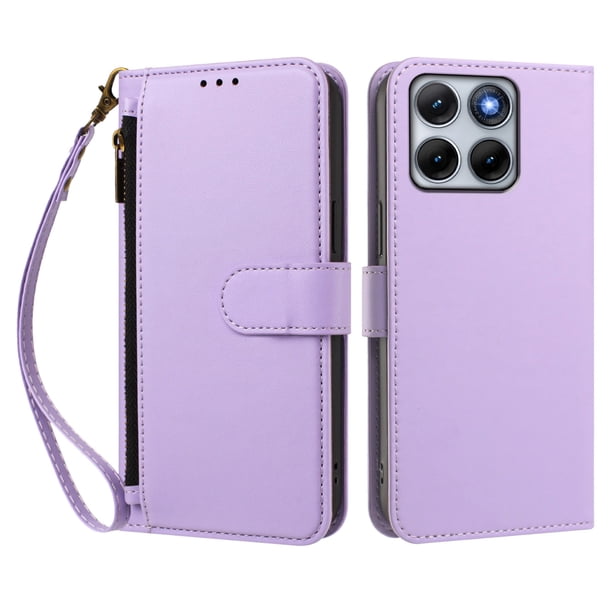 Funda Tipo Billetera para Motorola Moto Edge 70 Fusion con Soporte y Bolsillo con Cierre Morado