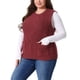 thumbnail image 4 of Agnes Orinda Chaleco de Punto de Talla Grande para Mujer Cuello Redondo Sin Mangas Casual con Bolsillo 3X Rojo, 4 of 6