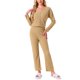 thumbnail image 2 of Conjuntos de pijama para mujeres con botones, manga larga, cuello en V, ropa de descanso, pantalones con cintura elástica, 2 piezas con bolsillos XS Amarillo, 2 of 6