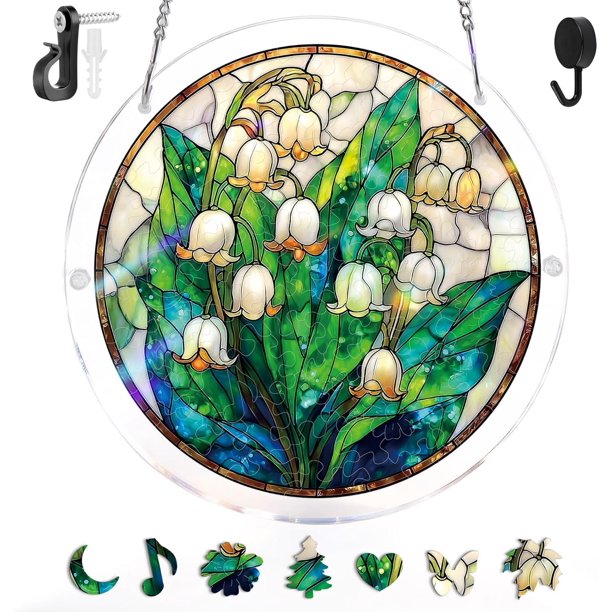 Atrapasol puzle acrílico 2 uds 83 piezas efecto vitral decoración ventana hogar