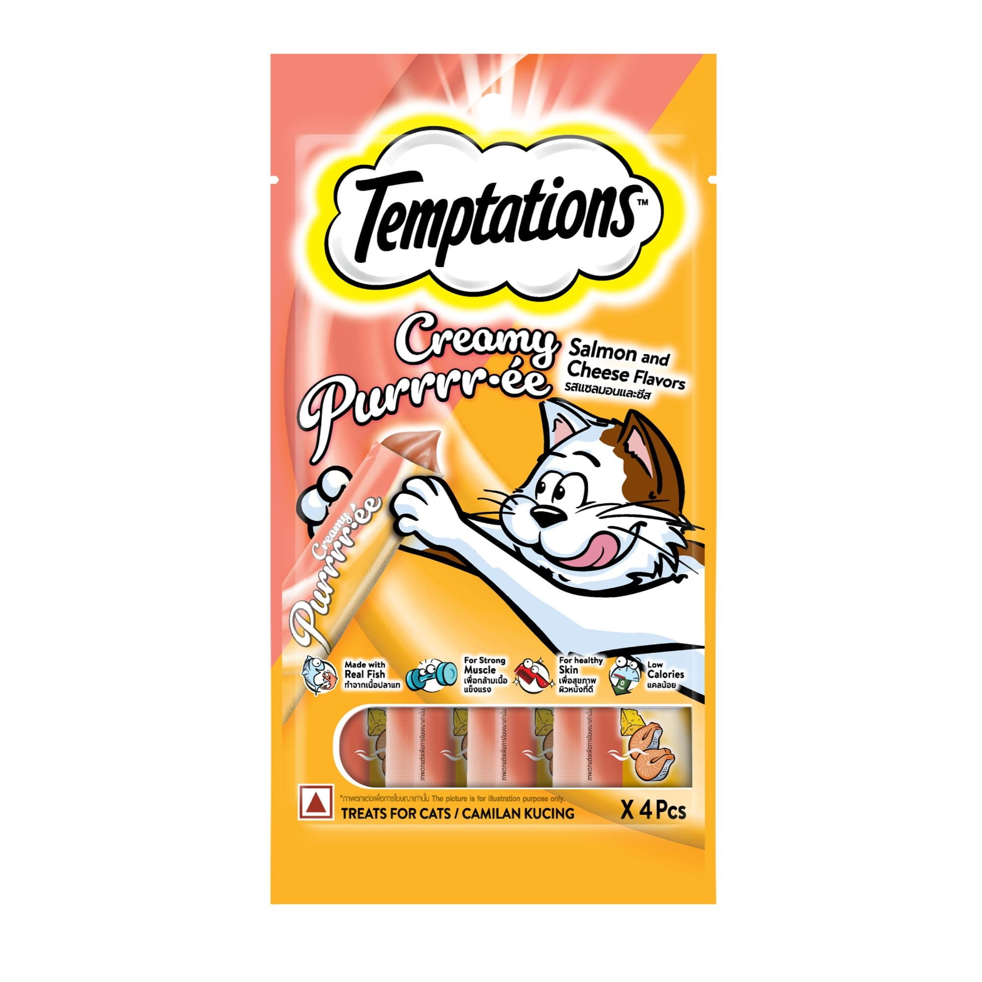 Snacks Humedo Gato Sabor Salmon Y Queso 48 g TEMPTATIONS