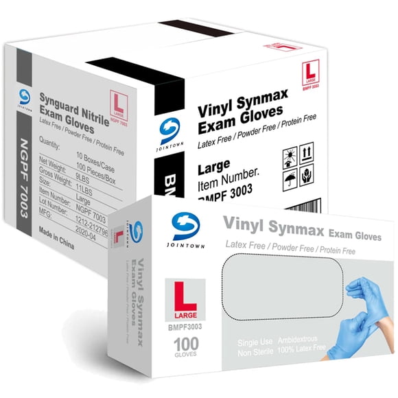 Guantes de examen de vinilo Jointown Basic Medical Synmax Large