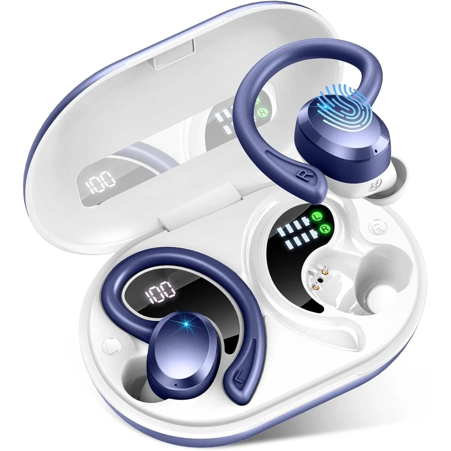 Aaronmei Auriculares Inalámbricos Bluetooth 5.4 Hi-fi Bajo Estéreo 56h Cancelación De Ruido Ipx7 Deportivos Royal Blue