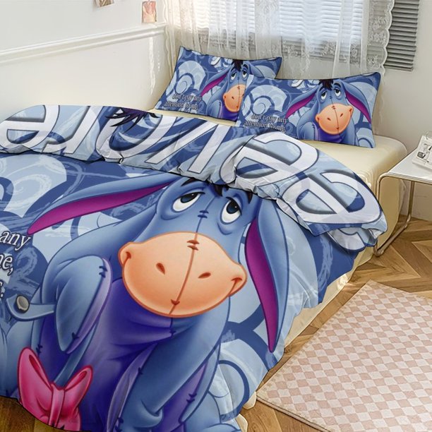 Eeyore Print Bedding Set Pattern Duvet Cove Set 3 Pieces 1 Quilt Cover And 2 Pillowcases for Women Men Teens