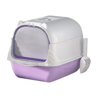 Ioensy - Caja De Arena Para Gatos Con Capucha, Bandeja De Arena, Espacio Grande, Inodoro Para Gatos Cerrado Y Cubierto, Color Morado
