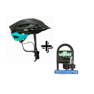 Onwheels - Casco Sport Negro Azul L (58-60Cm)+U-Lock Corto Con Soporte - Azul