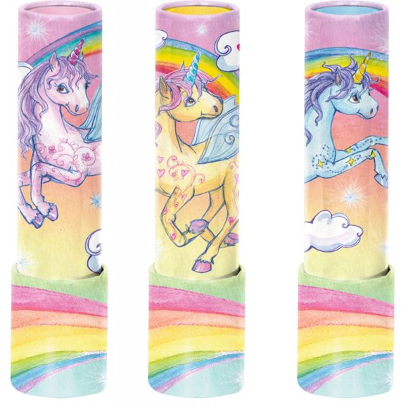 Colorido Caleidoscopio de metal con lindos unicornios