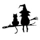 thumbnail image 3 of Arte De Pared Silueta De Metal Estatua De Bruja Y Gato Para Cerca Hogar Interior Al Aire Libre, 3 of 5