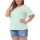 thumbnail image 4 of Agnes Orinda Tops para Mujer Tallas Grandes Cuello Redondo Camisetas de Manga Corta con Volantes Blusa Casual de Verano 3X Verde Menta, 4 of 6