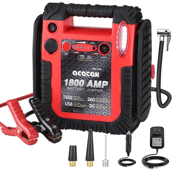 Arrancador Acetek HH744 1800A 12V con Compresor Aire 260PSI