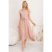 Likeshop - Maxi Vestido Largo Mujer Tela Tipo Jeans Con Mangas Premium 3373