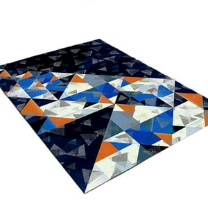 Bohemik - Alfombra Diseño Geométrico Tonos Azules Y Claros
