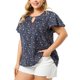 thumbnail image 5 of GRACIA Y GRANDEZA Blusa de Chifón Floral con Cuello de Ojal y Mangas Cortas Acampanadas para Mujer Talla Grande 6X Azul Marino, 5 of 8