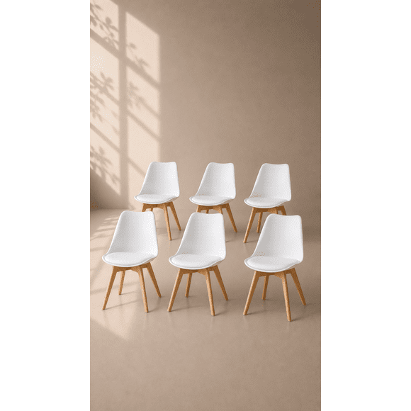 Pack de 6 Sillas Tulip Oak - Blanca
