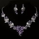 thumbnail image 1 of Bridal Jewelry Ladies Wedding Dress Wedding Accessories Royal Blue Leaf Shaped Flower Rhinestone Necklace Earring Set Wedding Set Chain Stage Performance Necklace, 1 of 3