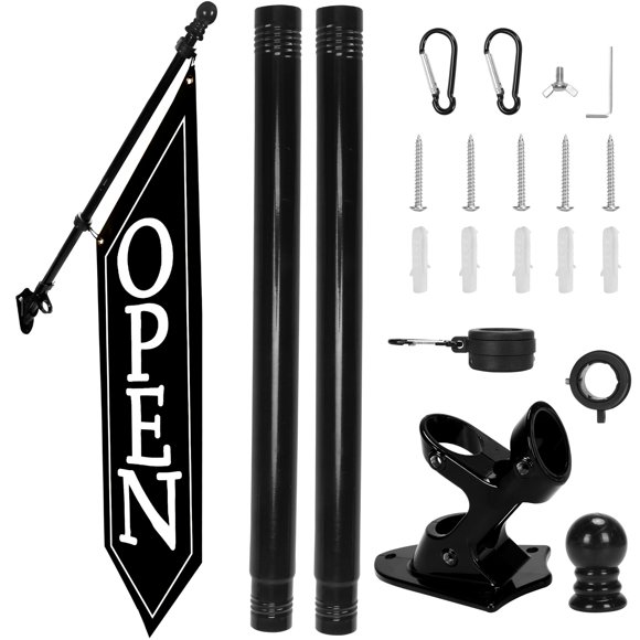 Bandera OPEN yeload 42x12 pulgadas, kit para exteriores, color negro