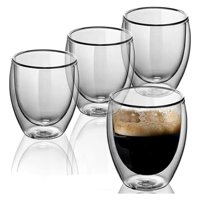 Genérica - Set 4 Tazas Café Vasos De Vidrio Doble Pared 250Ml