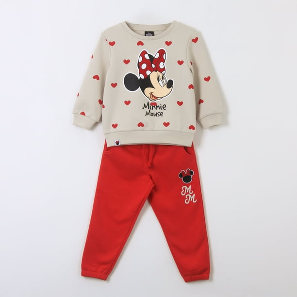 Conjunto Buzo Niña Print Corazones Minnie Beige Disney