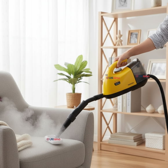 Limpiador A Vapor Sanitizador Multiuso 1800w Amarillo 1000ml Multifunción 15 En 1