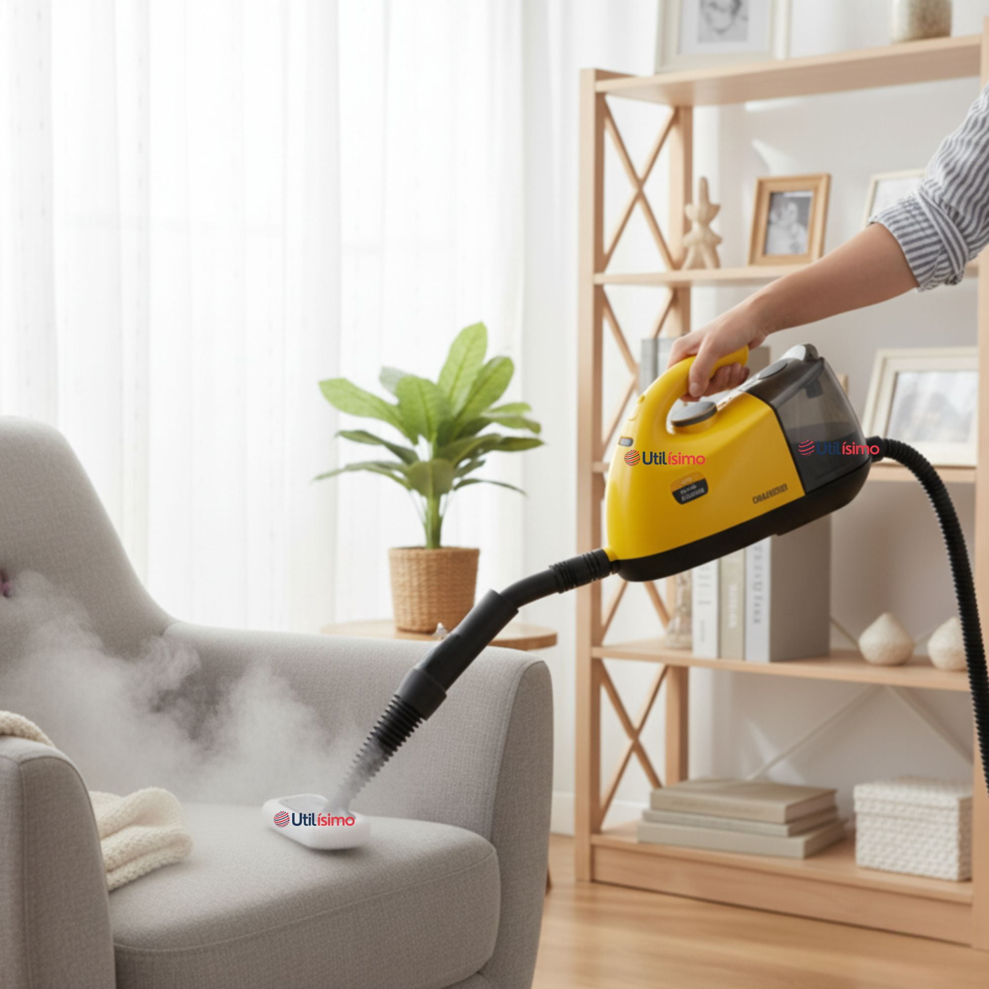 Raf - Limpiador A Vapor Sanitizador Multiuso 1800w Amarillo 1000ml Multifunción 15 En 1