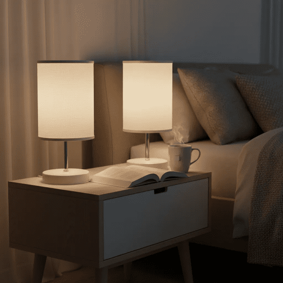 Lámpara Velador Mesa Decoración Dormitorio Escritorio Living Minimalista Interior Pack de 2 E27