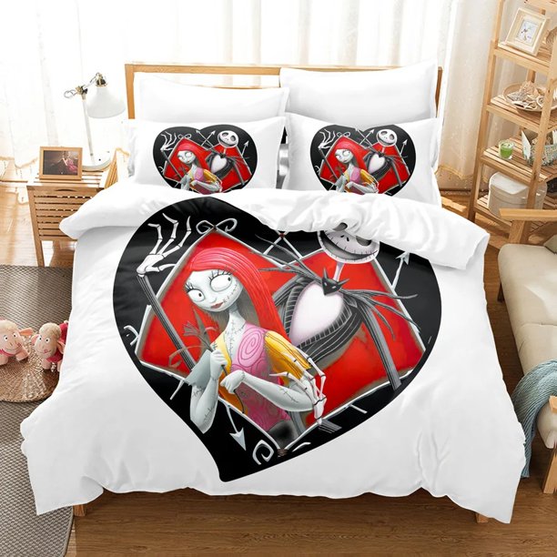 v1868 Bed Sheets The Nightmare Before Christmas Bedding Set Printing Home Decoration Pillowcase Quilt Cover Cute Gift To Family and Friends 3-Piece Bedding Set (1 Duvet Cover + 2 Pillow Shams) Bed She