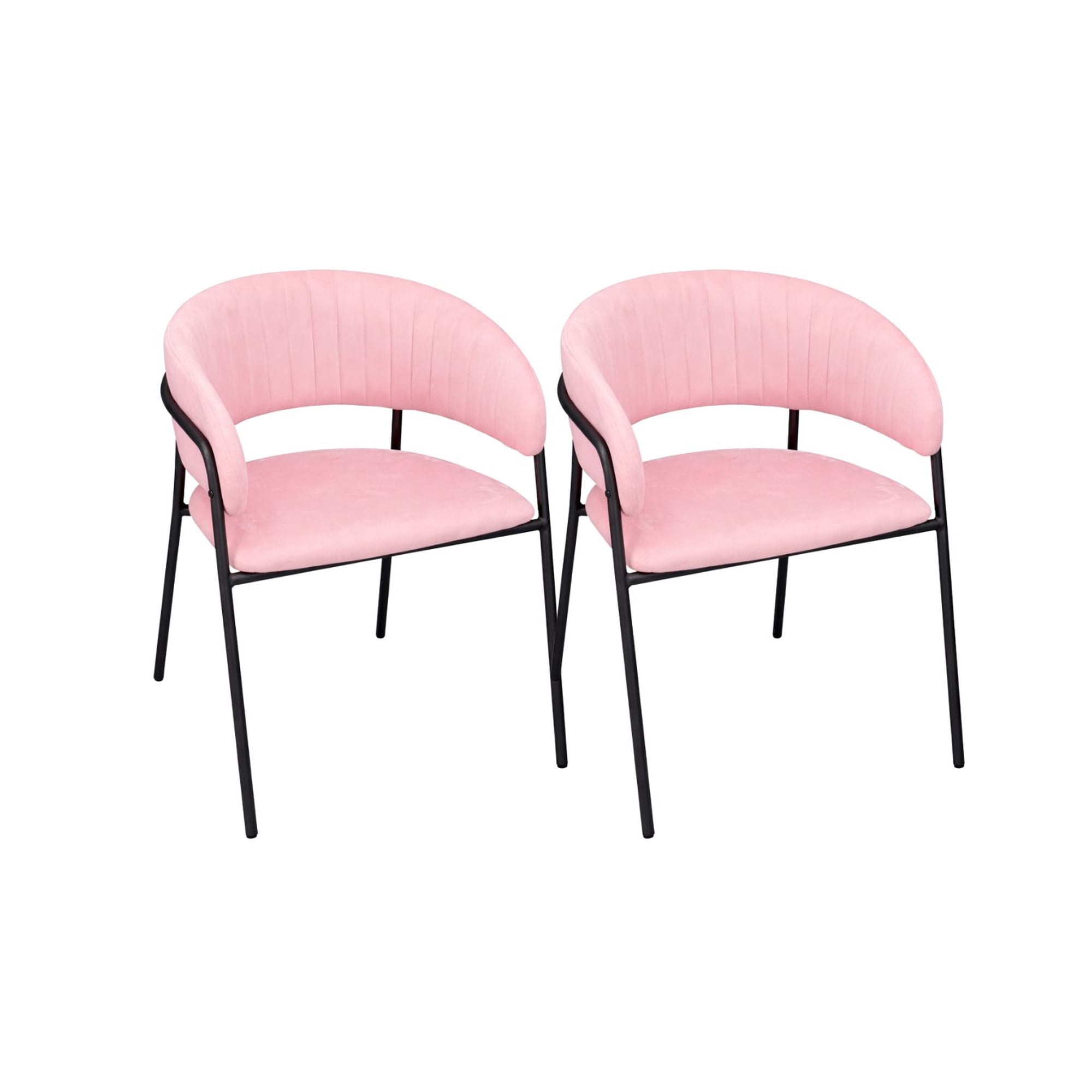 Habita2 Chile - Set 2 Sitiales Terciopelo Patas Negras - Rosado