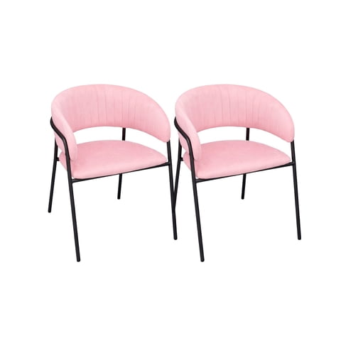 Habita2 Chile - Set 2 Sitiales Terciopelo Patas Negras - Rosado