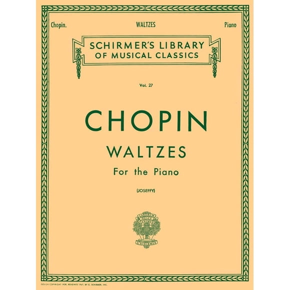 Partitura de G. Schirmer Chopin Valses para piano, vol. 27