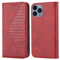 Funda Flip Foxdock Para Iphone 12 Pro , Estilo Billetera Con Diseño Rombo, Correa De Mano Y Soporte, Uso Diario