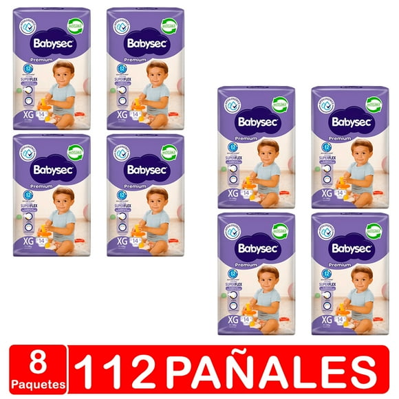 Pañales Babysec Premium Manga X8 - Talla XG - 112 Pañales