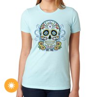 Delsol - Camiseta Del Día De Los Muertos - Azul Hielo De Para - Camiseta (Mediana)