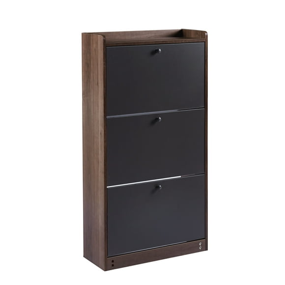 Zapatero Level Elegante 3 Niveles - Mdf Cafe Oscuro