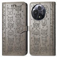 Funda Cartera Foxdock Para Tcl 60 , Flip Pu Con Relieve De Gatos Y Perros, Tarjetero Y Soporte
