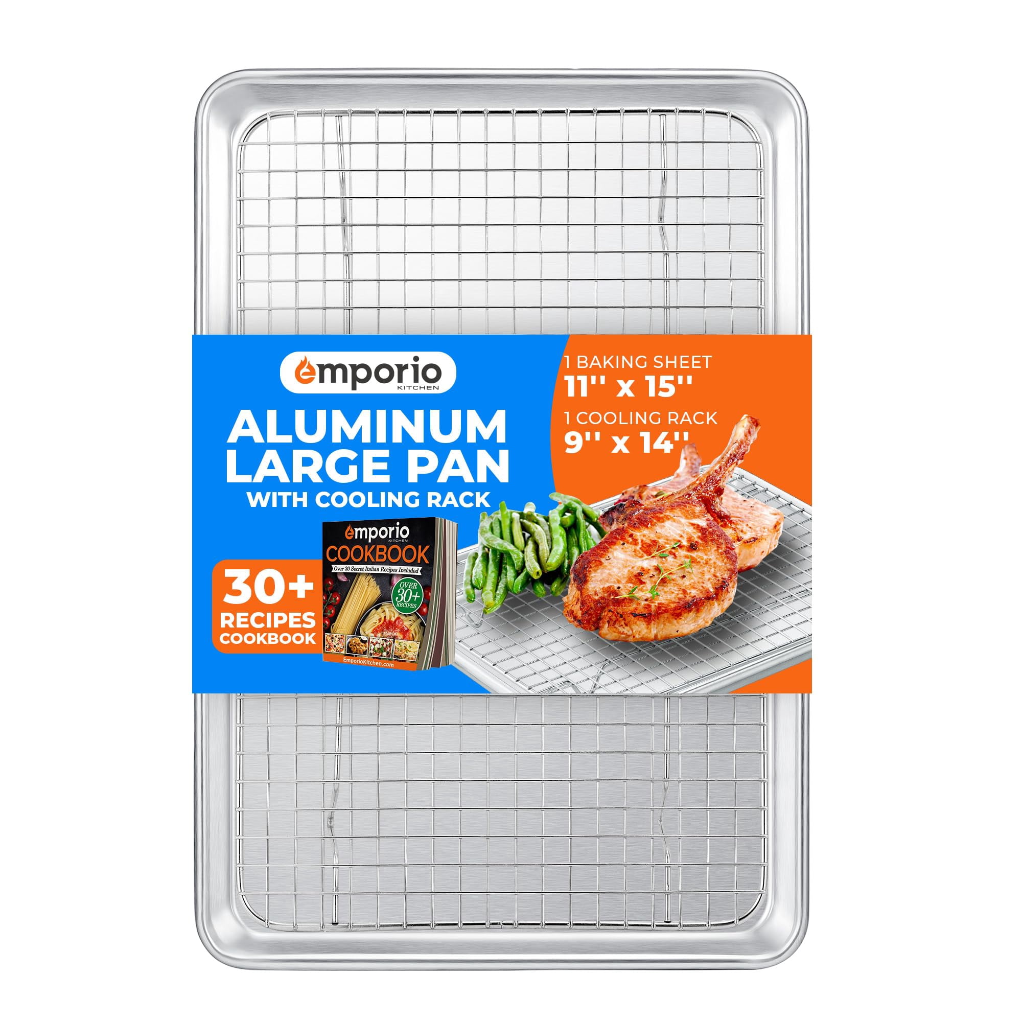Set De Bandejas Para Hornear Emporio Kitchen 27 X 38 Cm Con Rejilla De Aluminio