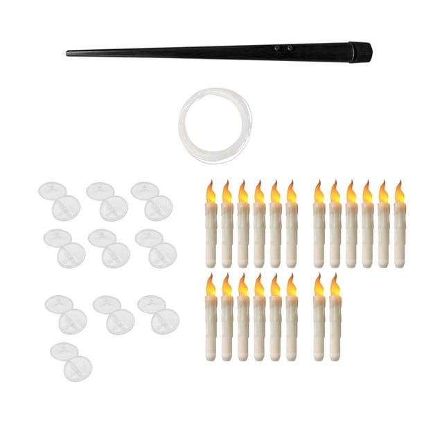 Velas flotantes de 20 piezas, velas LED cónicas, velas flotantes LED para Halloween, para fiesta de cumpleaños, Navidad, chimenea, adorno navideño blanco cálido