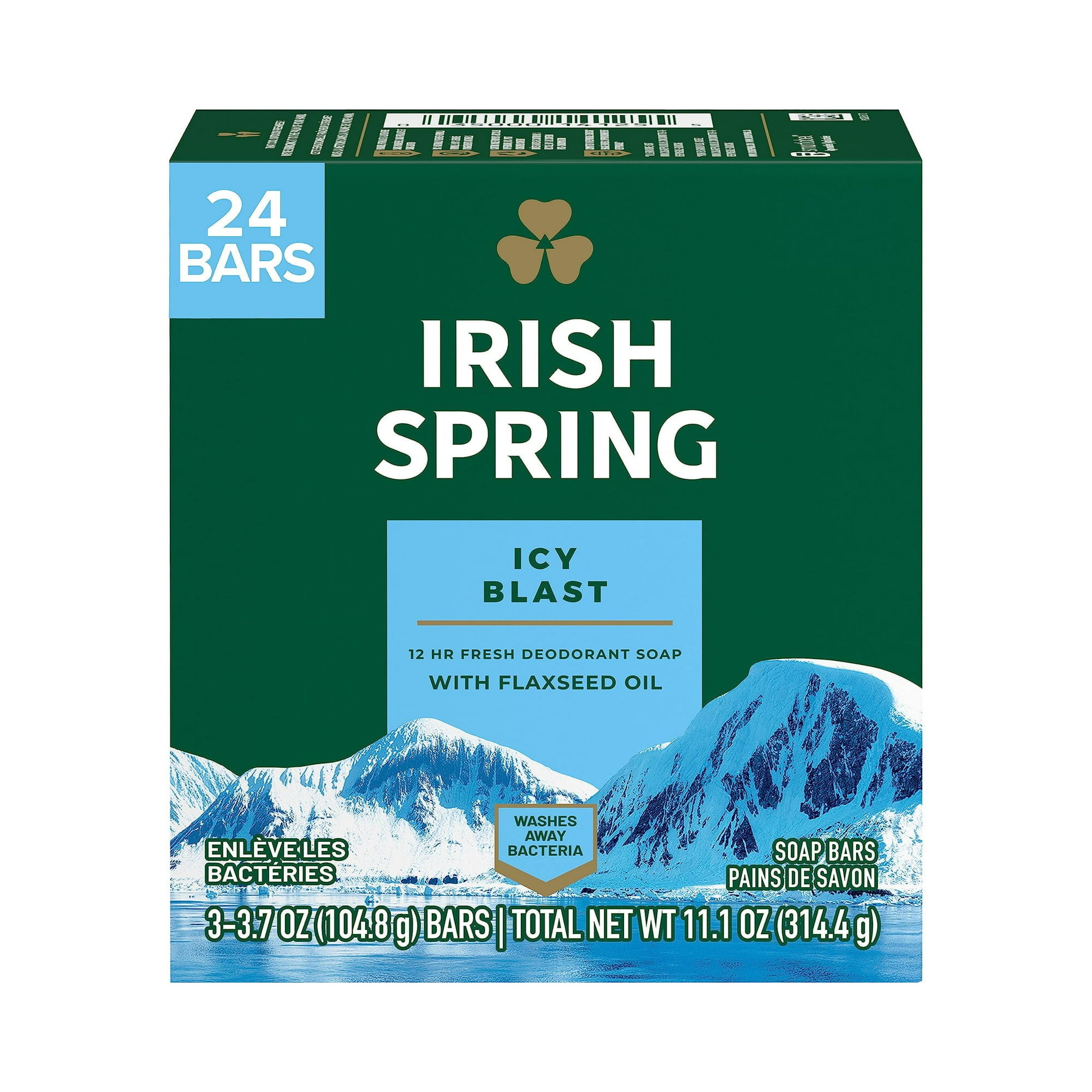 Jabón En Barra Irish Spring Icy Blast Para Hombre, 110 Ml, Paquete De 24