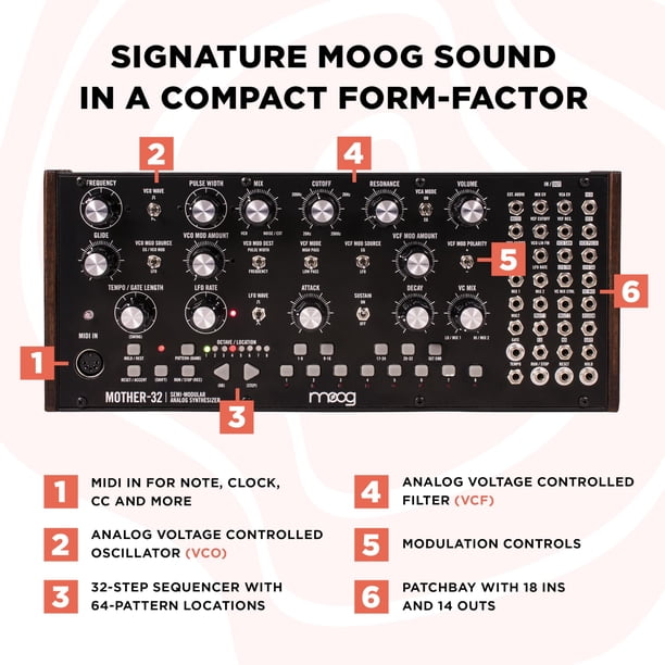 Sintetizador analógico MOOG Mother-32 semimodular con secuenciador