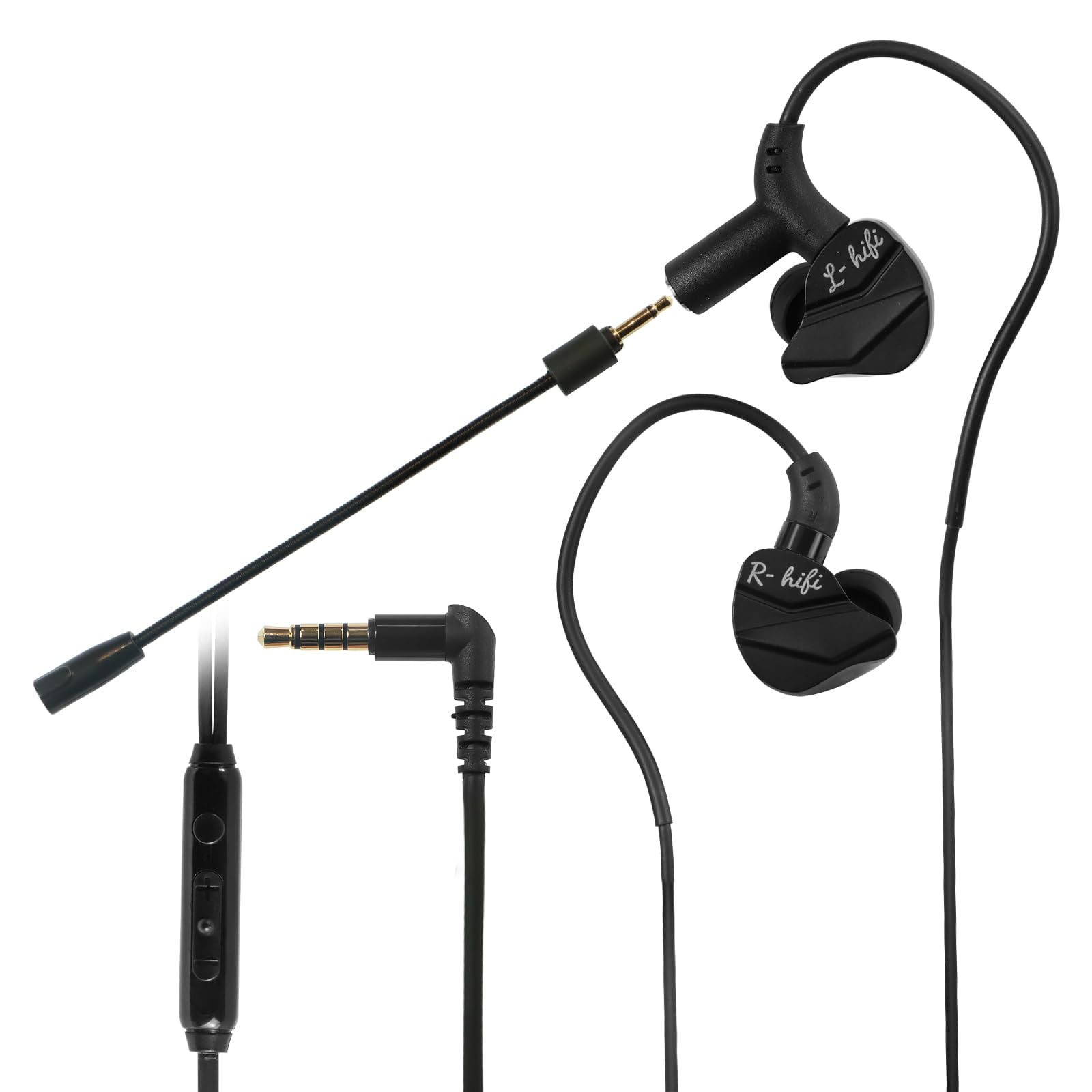 Bodykoo - Auriculares Intraaurales Gamebuds Pro Para Juegos Con Micrófono Desmontable, Con Cable De 3,5 Mm Y Cancelación De Ruido Para Deportes Electrónicos, Ideales Para Juegos Móviles (negros)