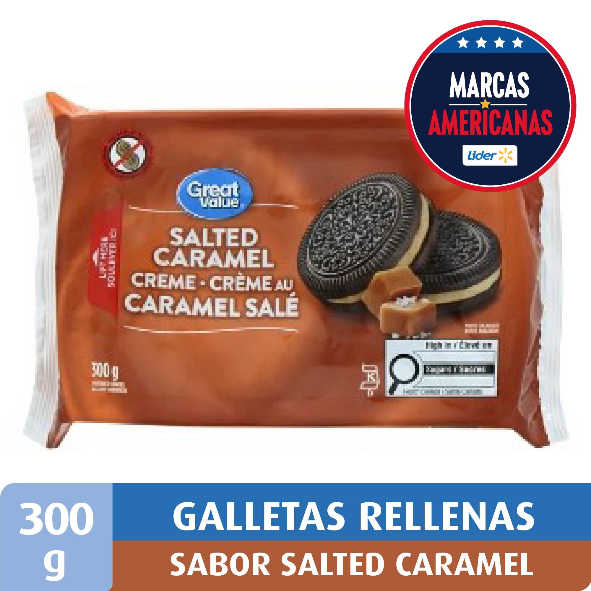 Galleta Rellena Sabor Salted Caramel 300 g Great Value