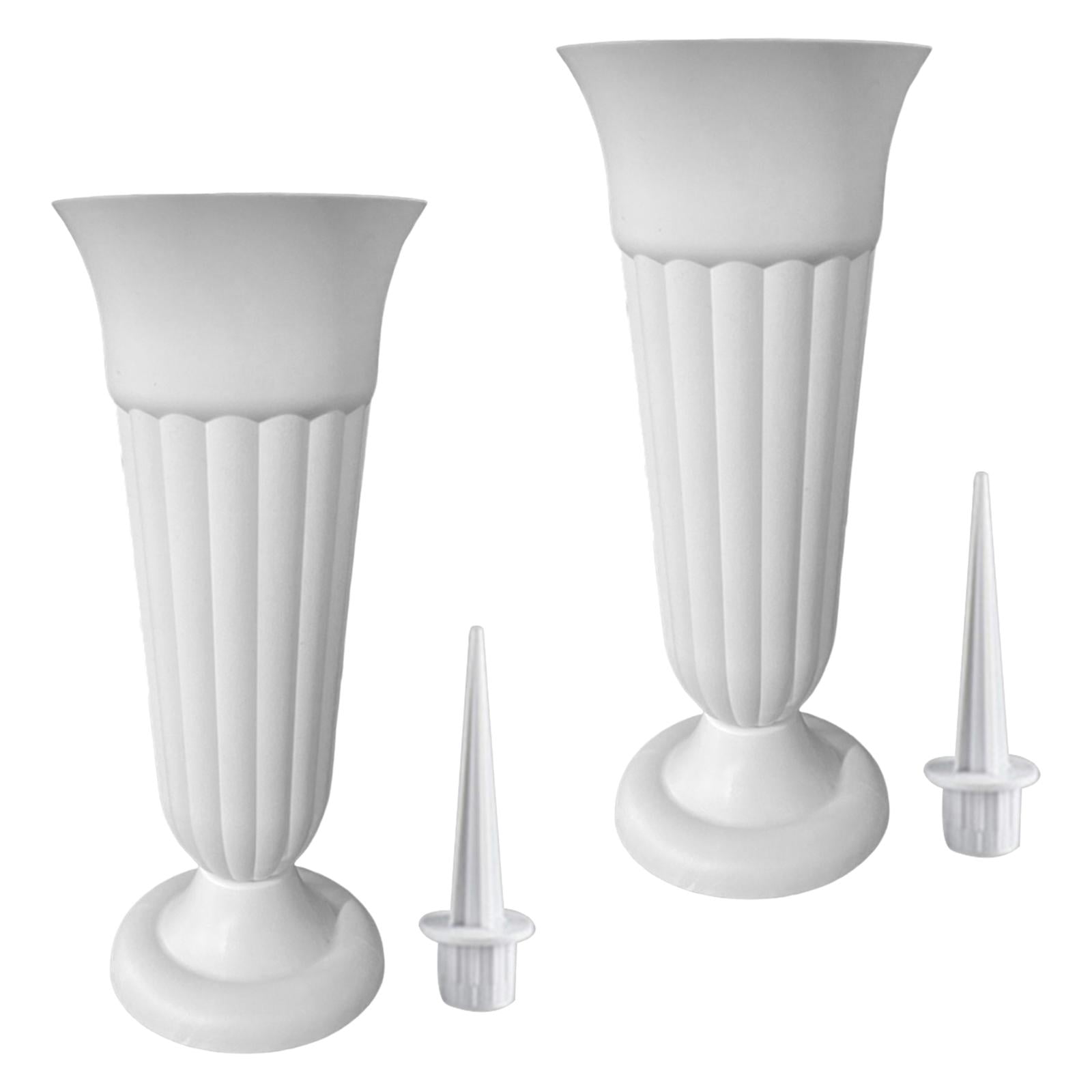 Bothyi - Jarrón De Tumba Jarrón Conmemorativo Desmontable Para Arreglo De Flores Junto A La Tumba De Césped Blanco