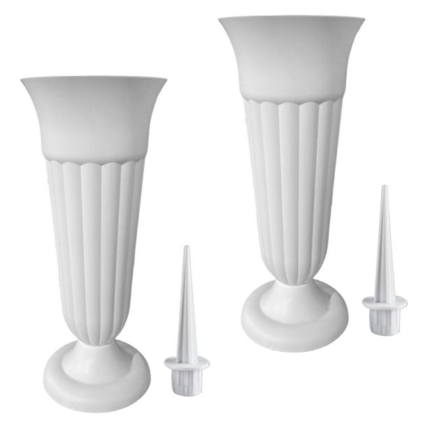Jarrón De Tumba Jarrón Conmemorativo Desmontable Para Arreglo De Flores Junto A La Tumba De Césped Blanco