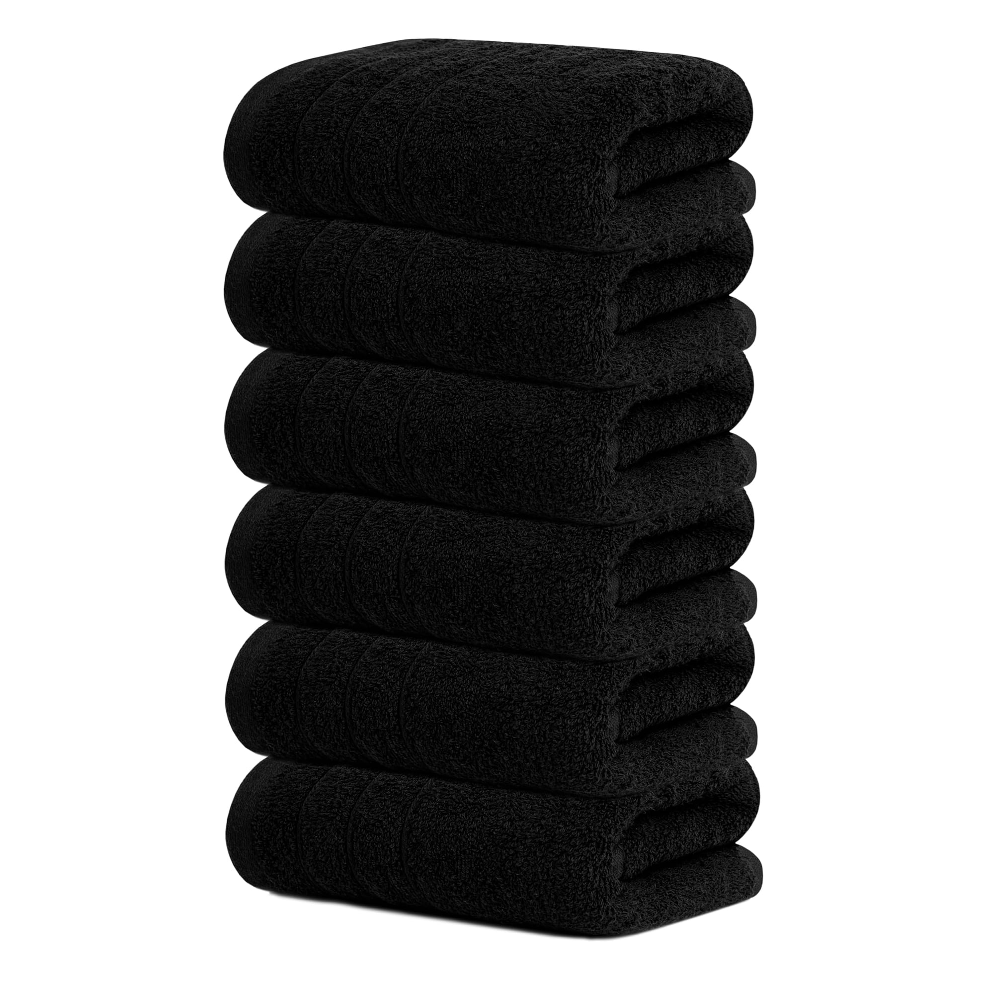 Tens Towels - Hand Towels Tens, Paquete De 6 Toallas, 100% Algodón, Color Negro, 40 X 70 Cm