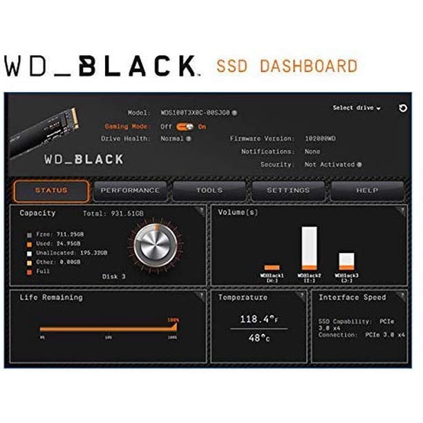 SSD Western Digital WD_BLACK SN750 de 1 TB NVMe Gen3 PCIe M.2 | Lider