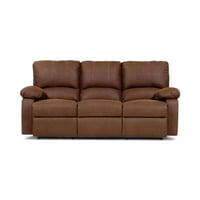 Sofá Reclinable Rosen Archie 3 Cuerpos Tela Manual Café