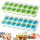 thumbnail image 1 of 2 bandejas de cubitos de hielo de silicona con tapa, 14 compartimentos con tapa antiderrames extraíble, forma de cubito de hielo adecuada para diferentes formas de cubitos de hielo - azul y verde, 1 of 8