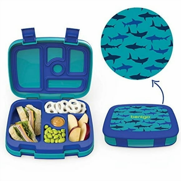 Bentgo Kids Prints Tiburones A Prueba de Fugas 5 Compartimientos Bentgo