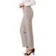thumbnail image 4 of INSPIRE CHIC Pantalones Largos Rectos con Cintura Elástica de Cuadros para Mujer, Botón y Cremallera, Talla XL, Camel, 4 of 7