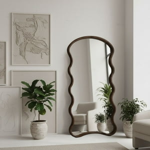 Santú Home & Deco - Espejo Ondas Macizo Nogal Cuerpo Entero 200X100Cm